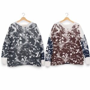 NIC+ZOE Womens Sweater XL Abstract Floral Wearable Art Scandi Soft‎ Lagenlook